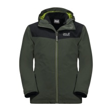 Jack Wolfskin Kurtka zimowa Snowfrost 3w1 (wodoodporna i wiatroszczelna, ciepła wewnętrzna kurtka z polaru) zielona tymiankowa Dzieci (164-176)